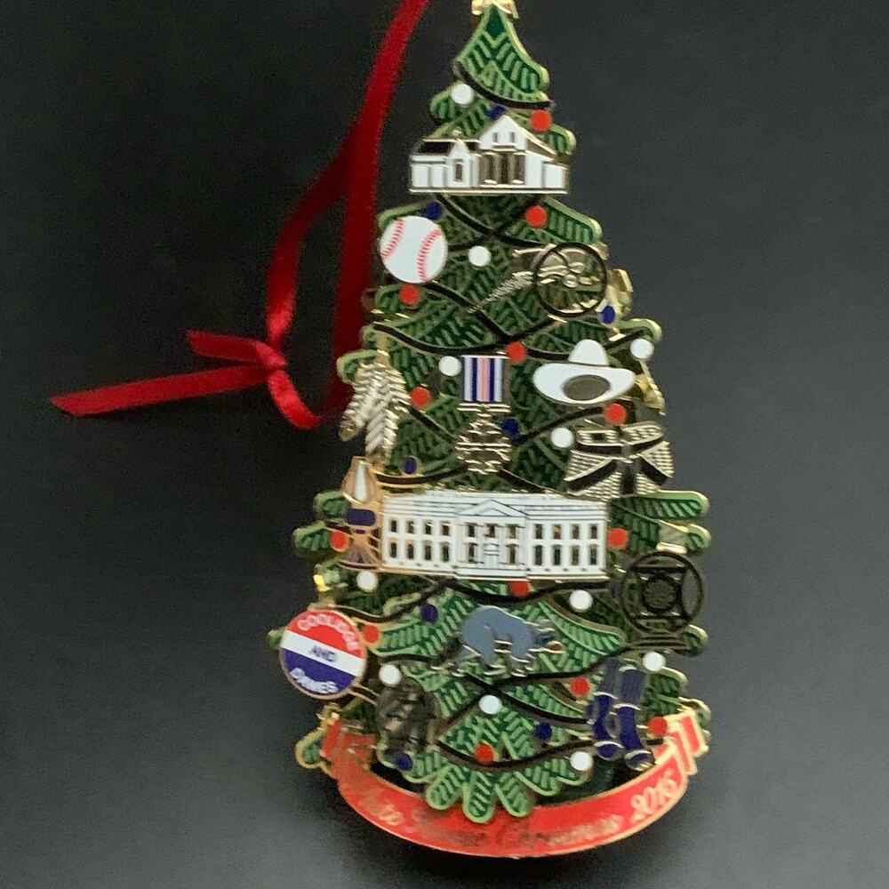 Light Up Calvin Coolidge President Brass Christmas Tree Ornament